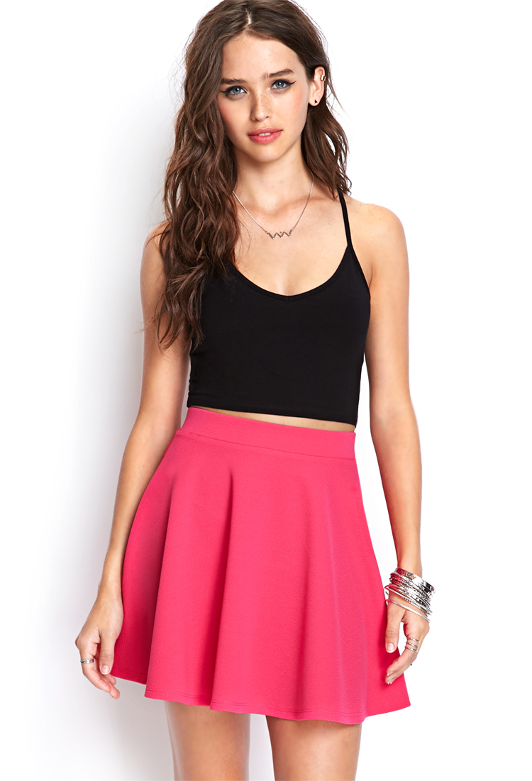 Forever 21 Textured Knit Skater Skirt in Pink | Lyst