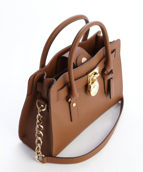 Lyst Michael Kors Camel Brown Leather Hamilton Logo Lock Gallery