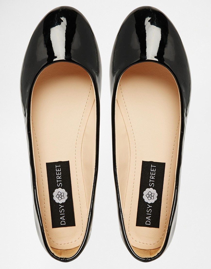 Daisy Street Black Patent Ballet Flat Shoes - Lyst
