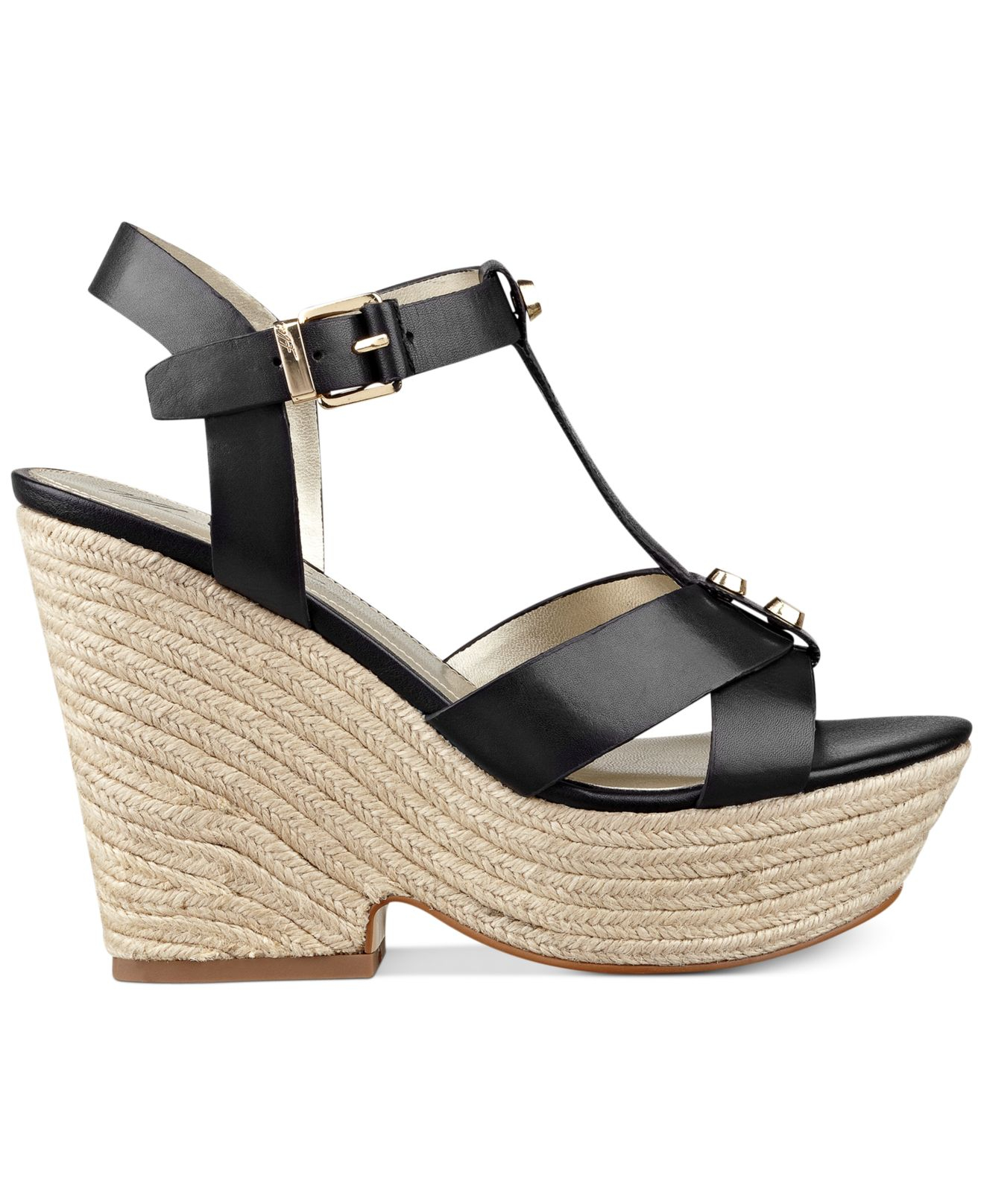 Marc fisher Malek Tstrap Platform Wedge Sandals in Black | Lyst