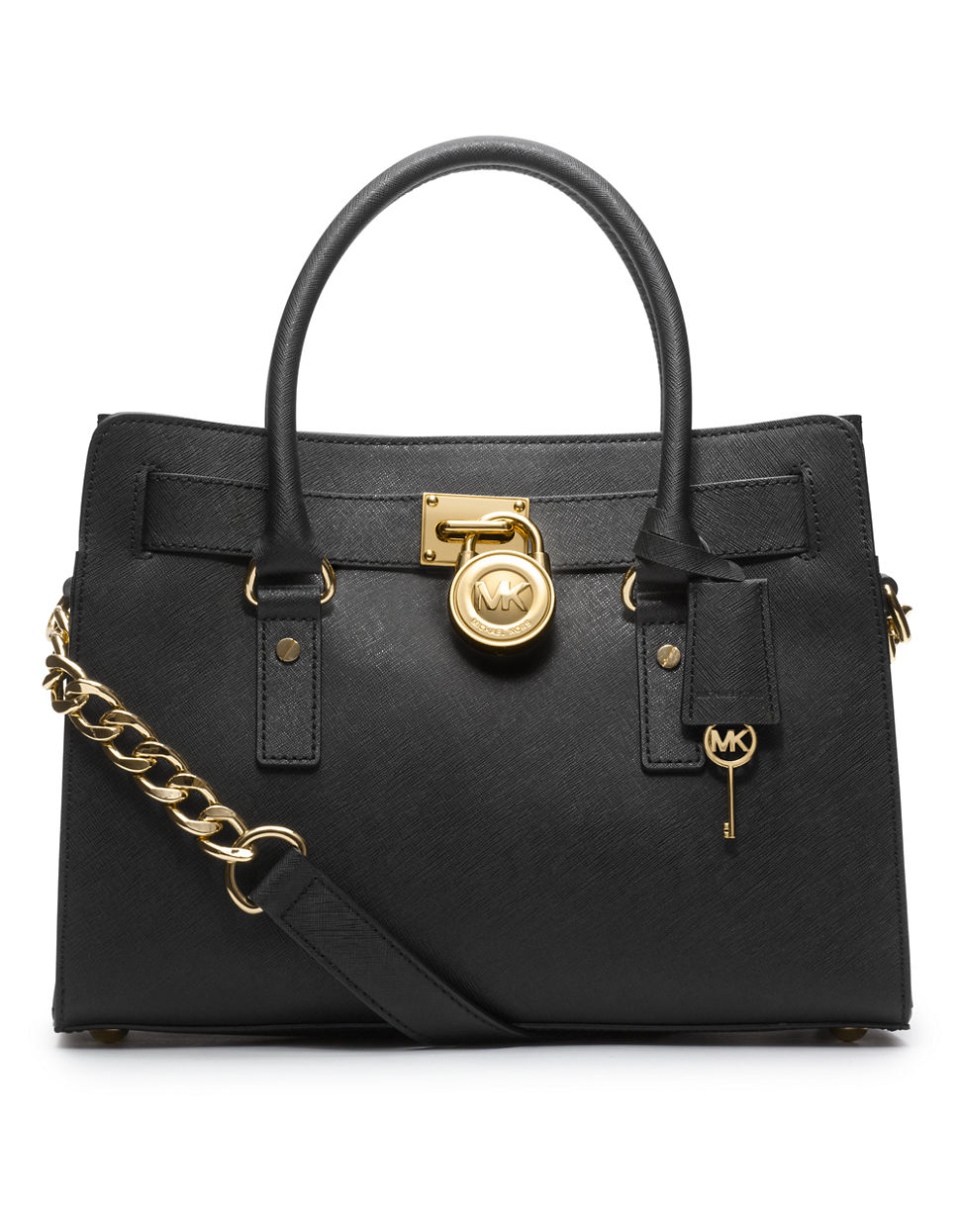 Michael michael kors Hamilton East West Leather Satchel Bag in Black | Lyst