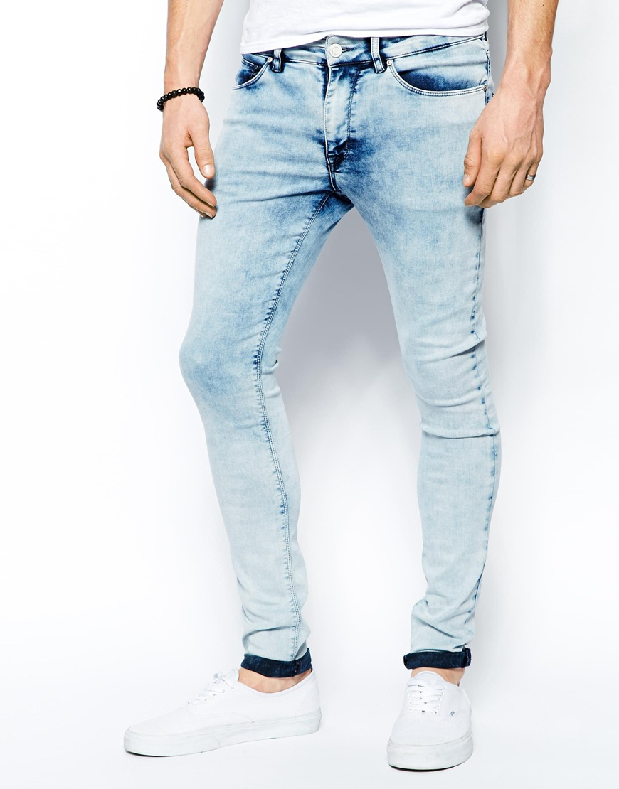 Lyst - Asos Extreme Super Skinny Jeans In Acid Wash In Blue For Men