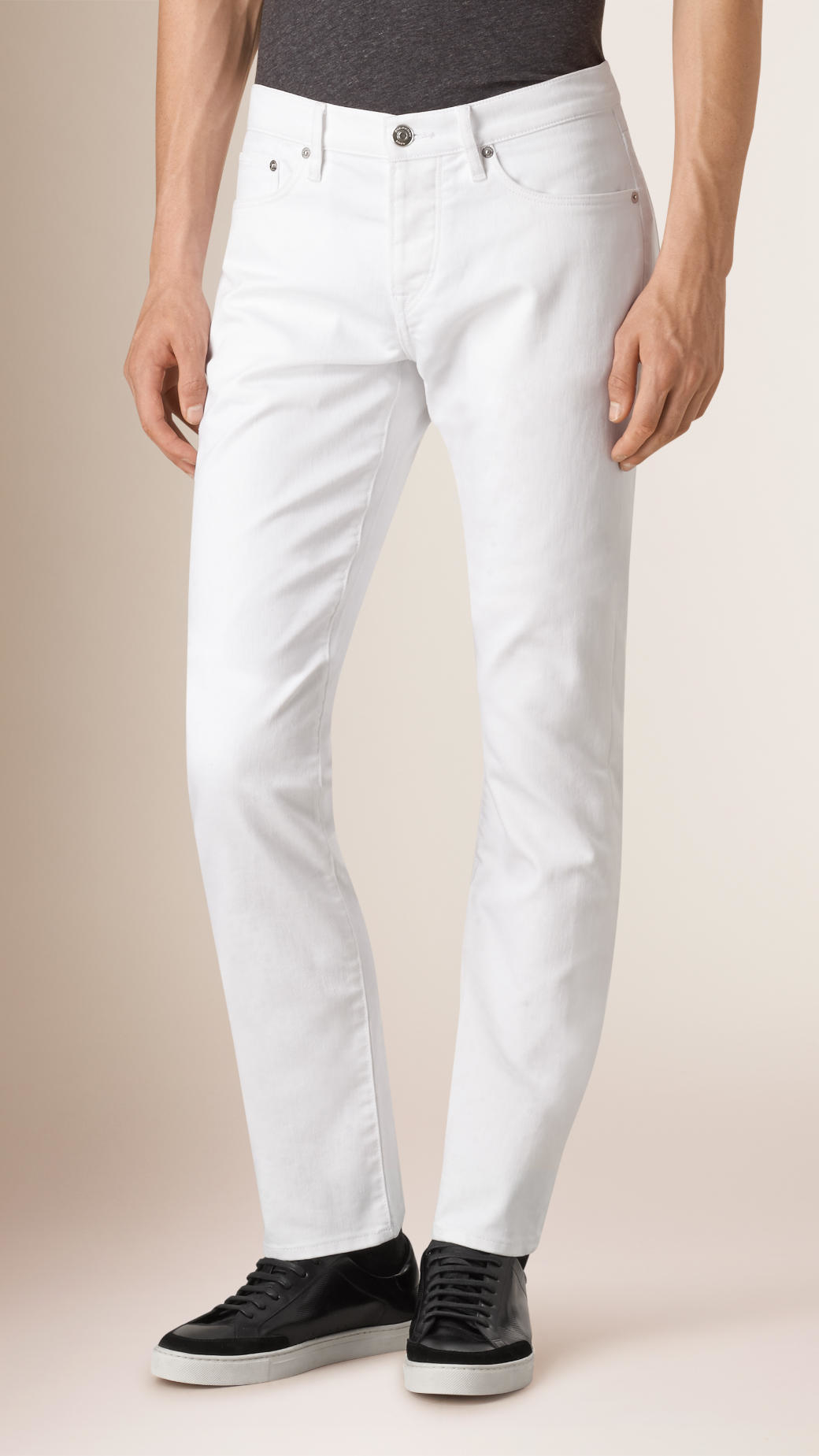 Burberry Straight Fit Stretch Japanese Denim Jeans in White for Men | Lyst