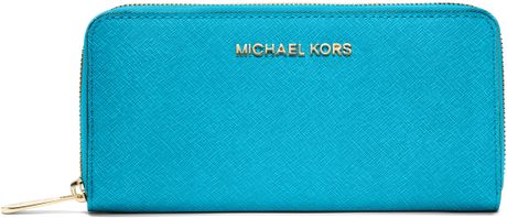 Michael Kors Michael Jet Set Travel Continental Wallet in Blue (SUMMER ...