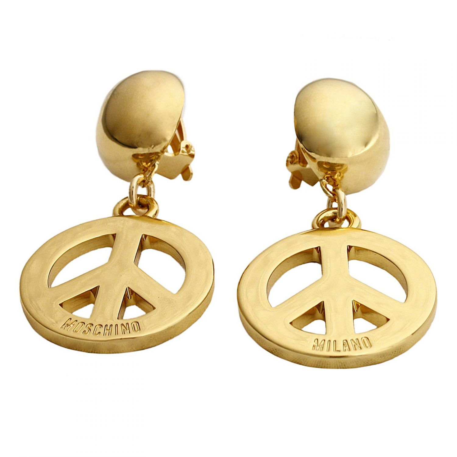 Lyst - Moschino Bijoux Earrings Peace Symbols in Metallic