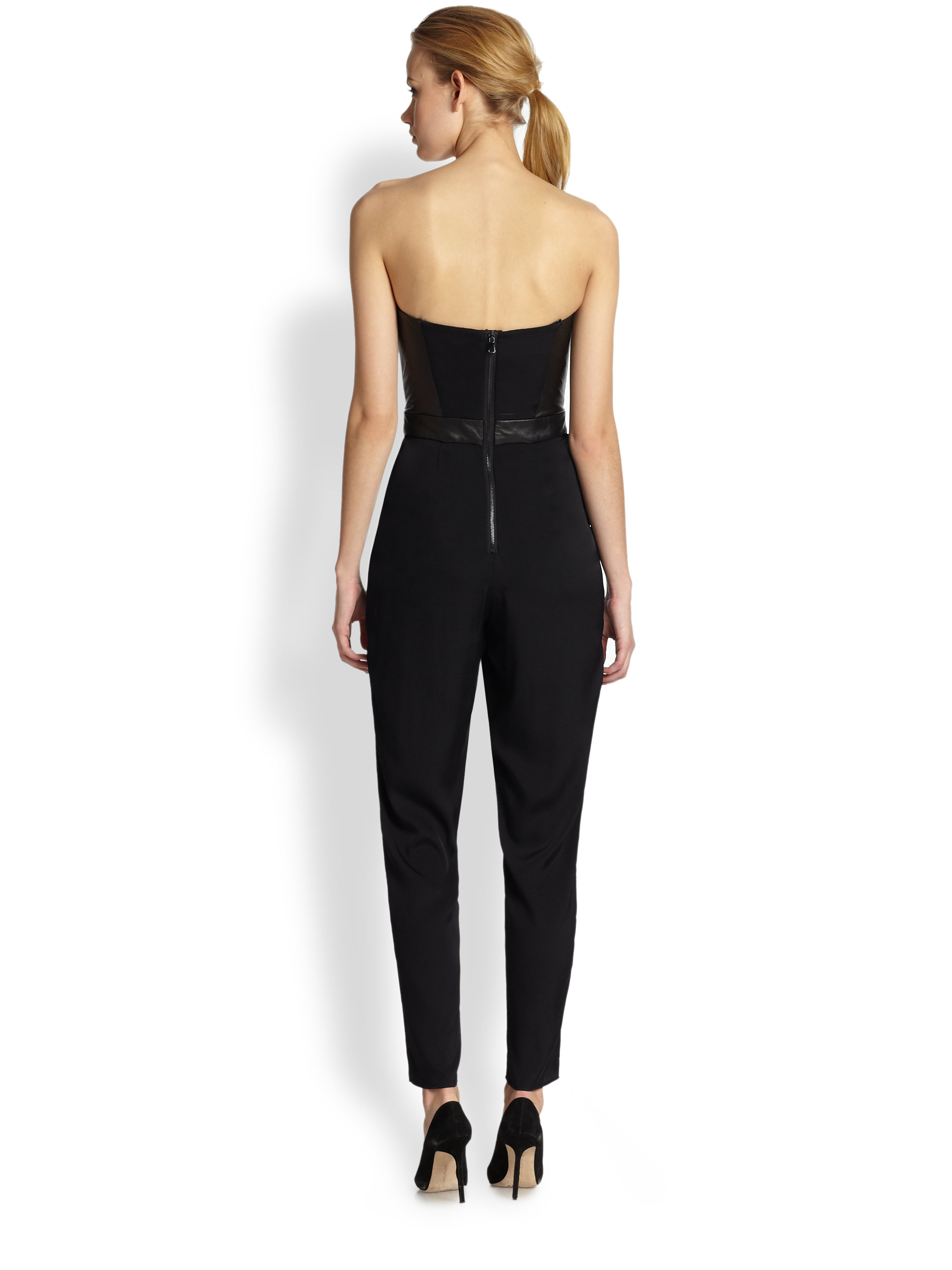 Lyst - Milly Strapless Bustier Jumpsuit in Black