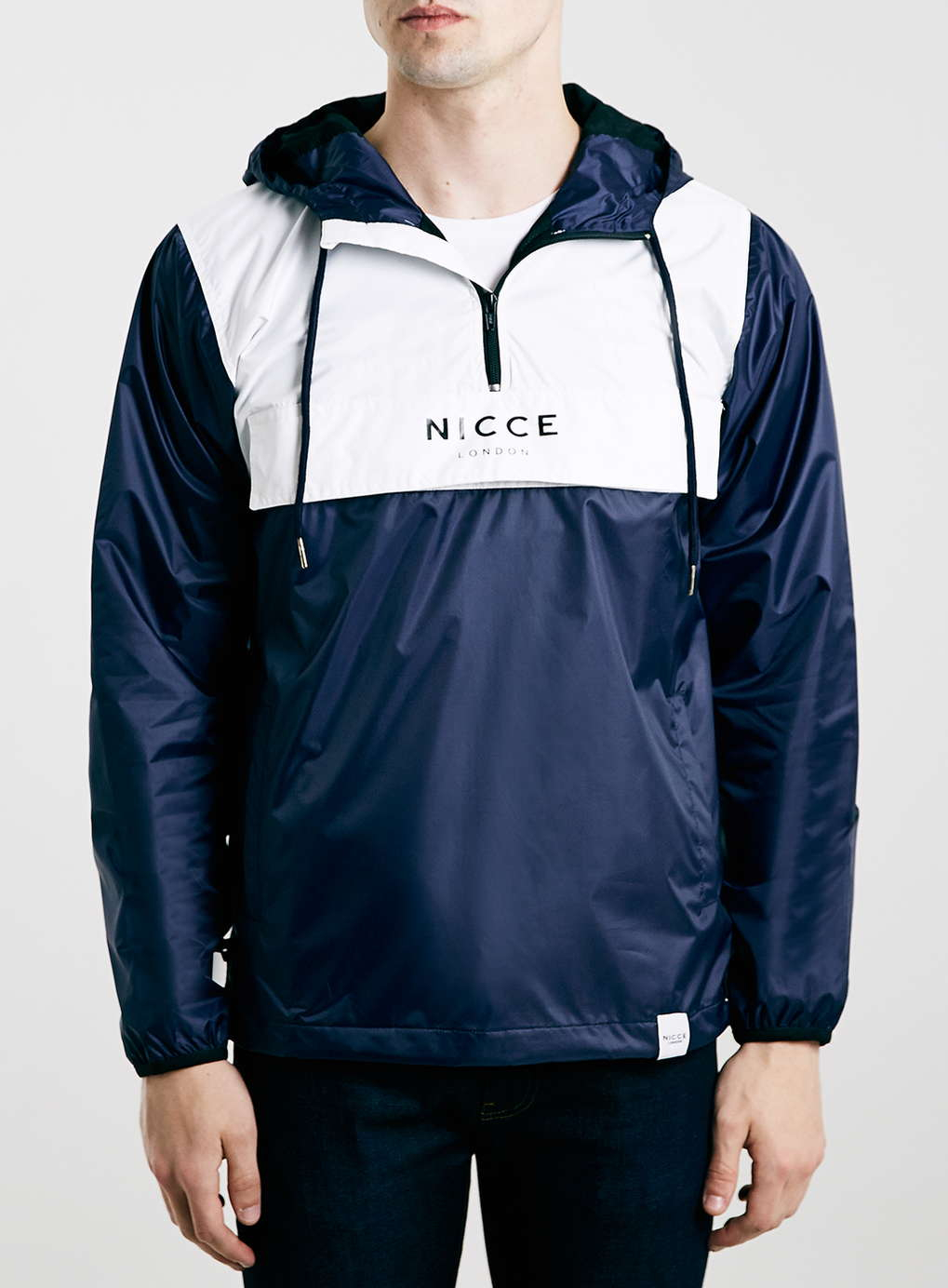 topman nicce navy white cagoule in blue for lyst topman nicce navy white cagoule in blue for lyst