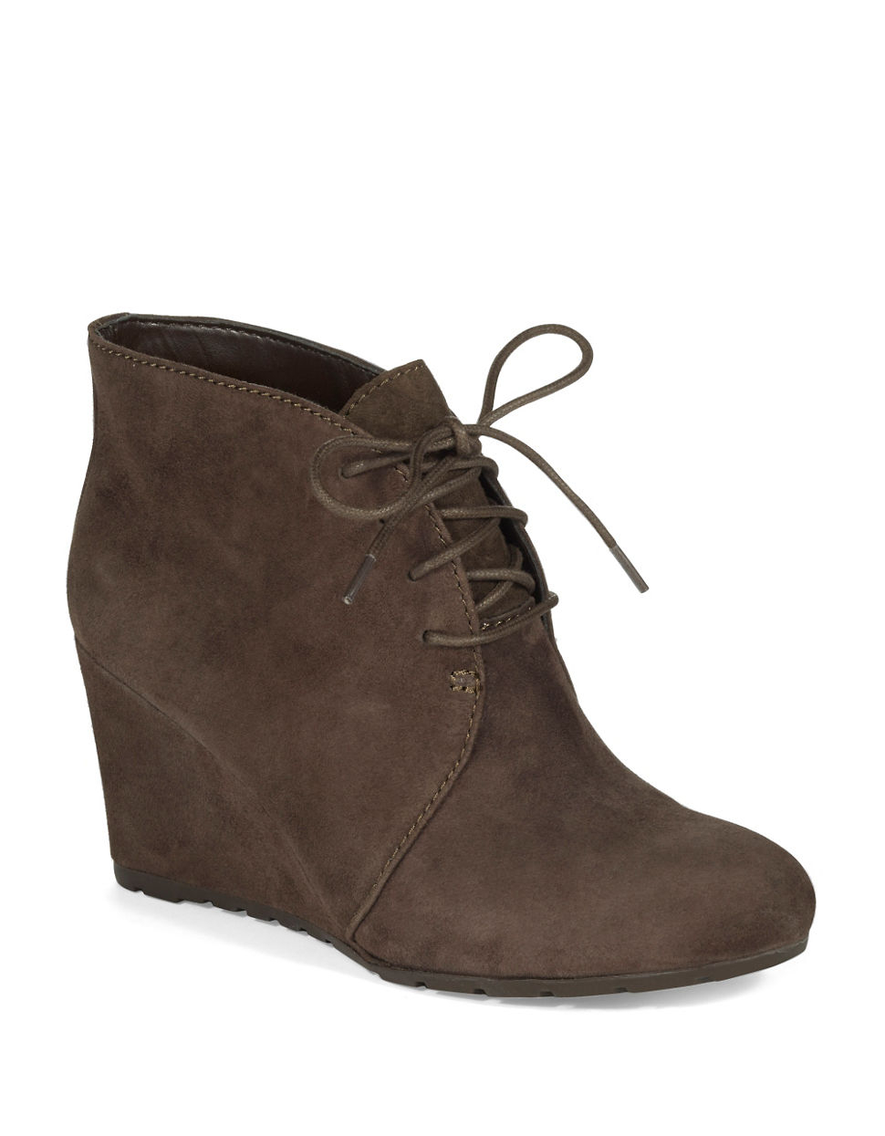 Clarks Rosepoint Dew Suede Wedge Ankle Boots in Brown | Lyst
