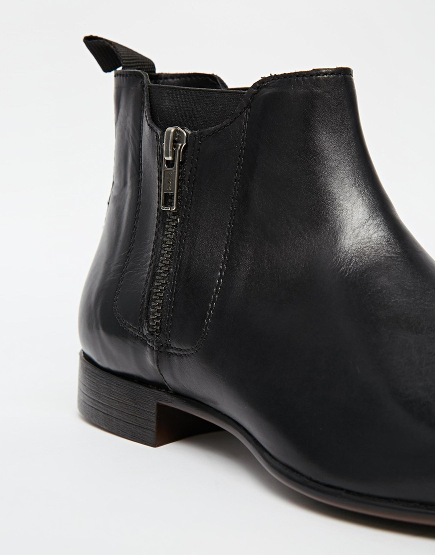 Lyst - Asos Zip Chelsea Boots In Leather in Black for Men