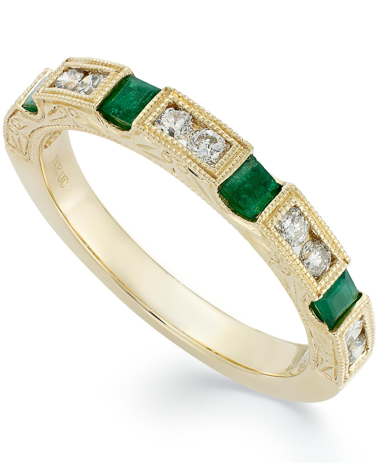 Lyst Macy's 14k Gold Emerald (1/3 Ct. T.w.) And Diamond (1/3 Ct. T.w
