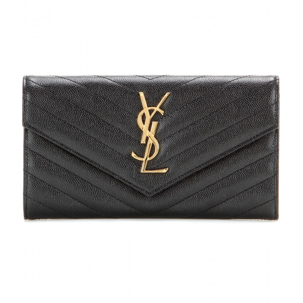 Lyst - Saint Laurent Monogram Quilted Leather Wallet in Black