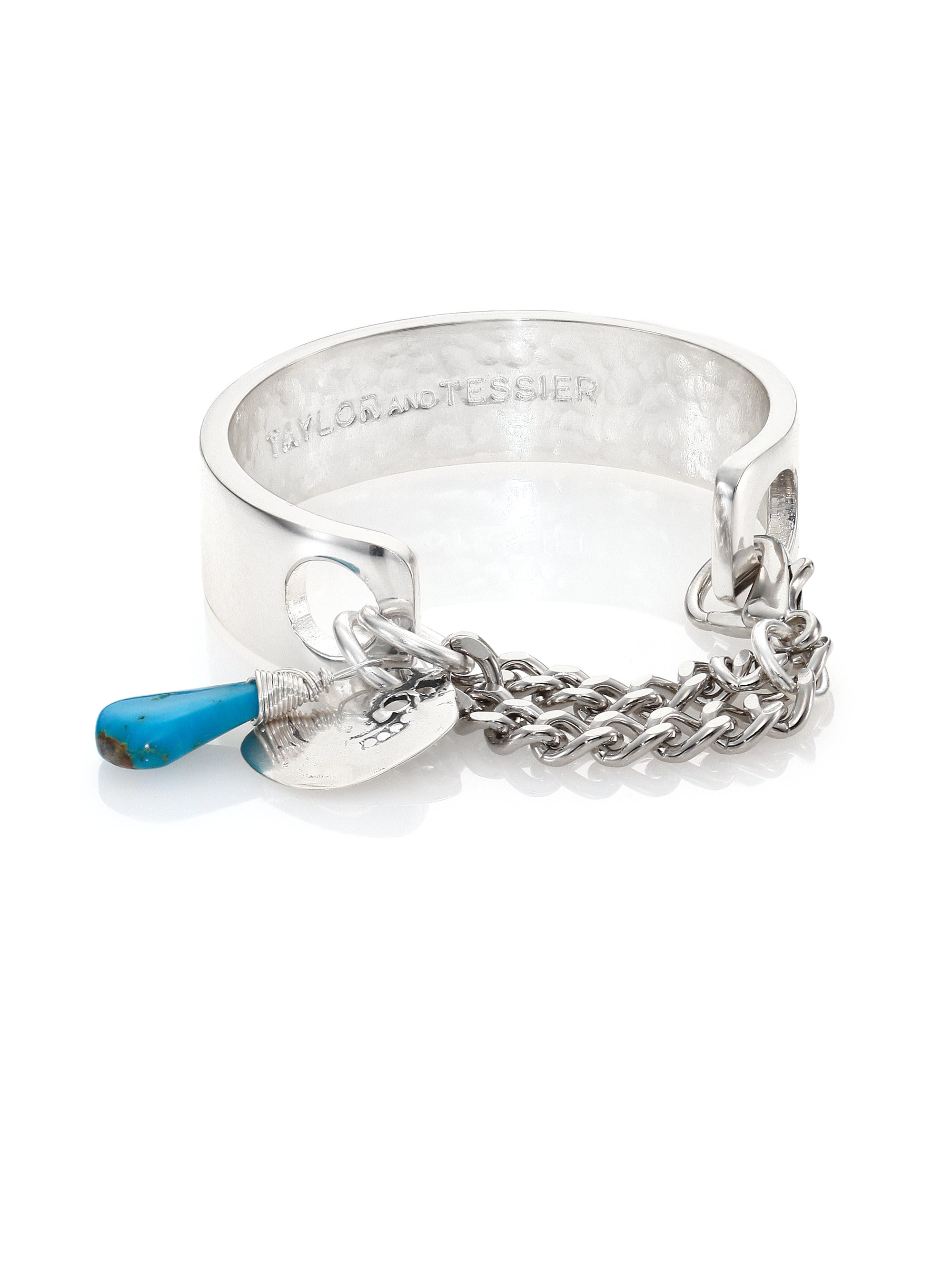 Lyst Taylor And Tessier Handcuffs Turquoise Charm Bracelet in Metallic