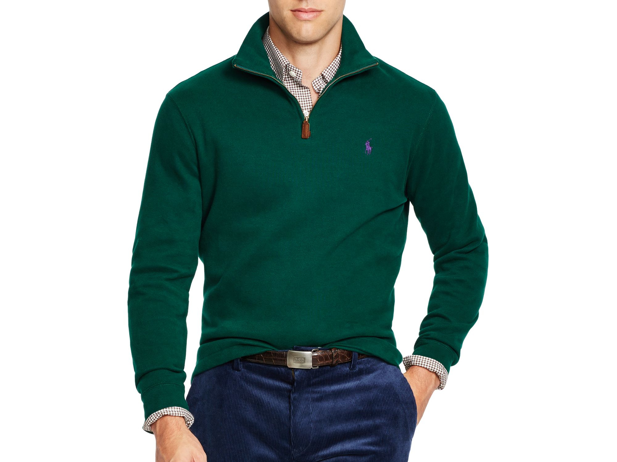 Ralph lauren Polo French Rib Half-zip Pullover in Green for Men | Lyst