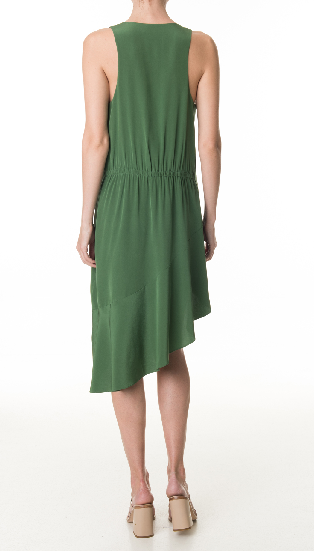 Lyst Tibi Silk Seamed Ruffle Dress In Green Gallery