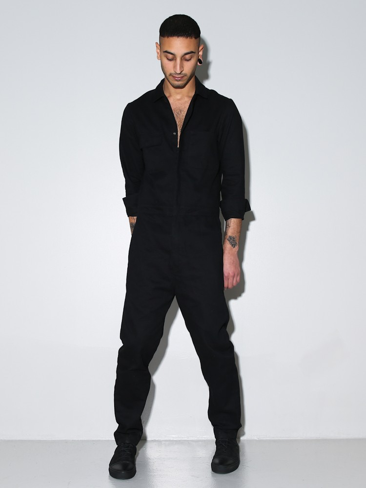 black short sleeve boiler suit