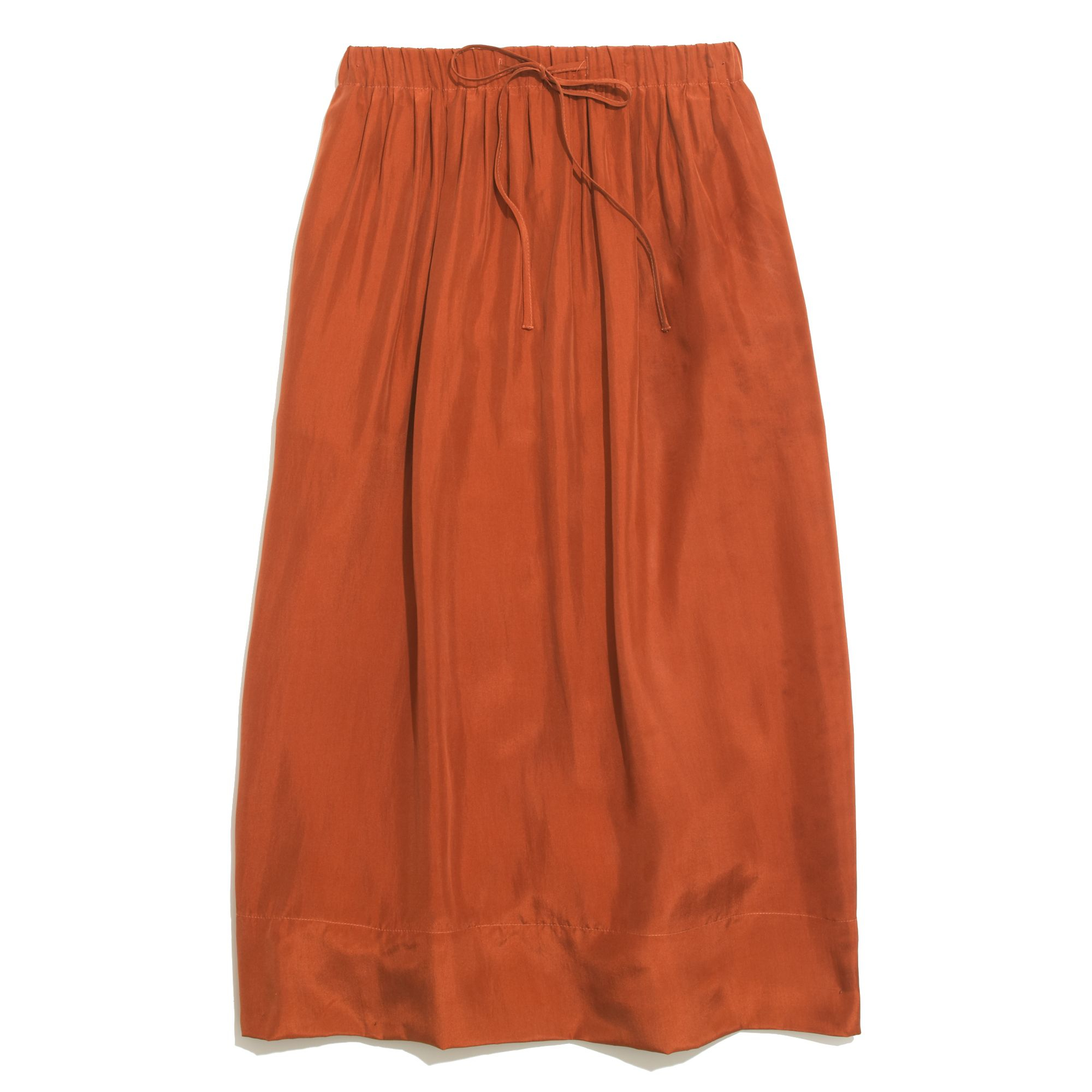 Lyst - Madewell Silk Drawstring Skirt in Orange