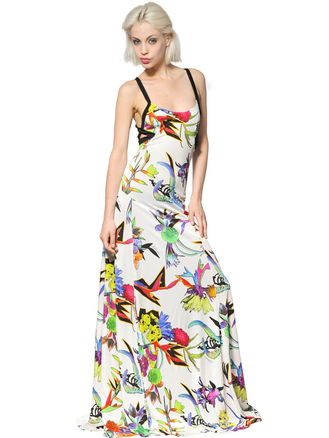 Lyst Just Cavalli Fl Jersey Long Dress Gallery