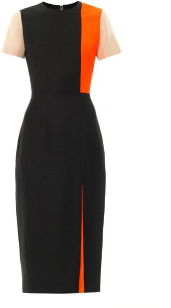 Roksanda Ilincic Darsham Texturedtwill Dress in Orange (Black) | Lyst