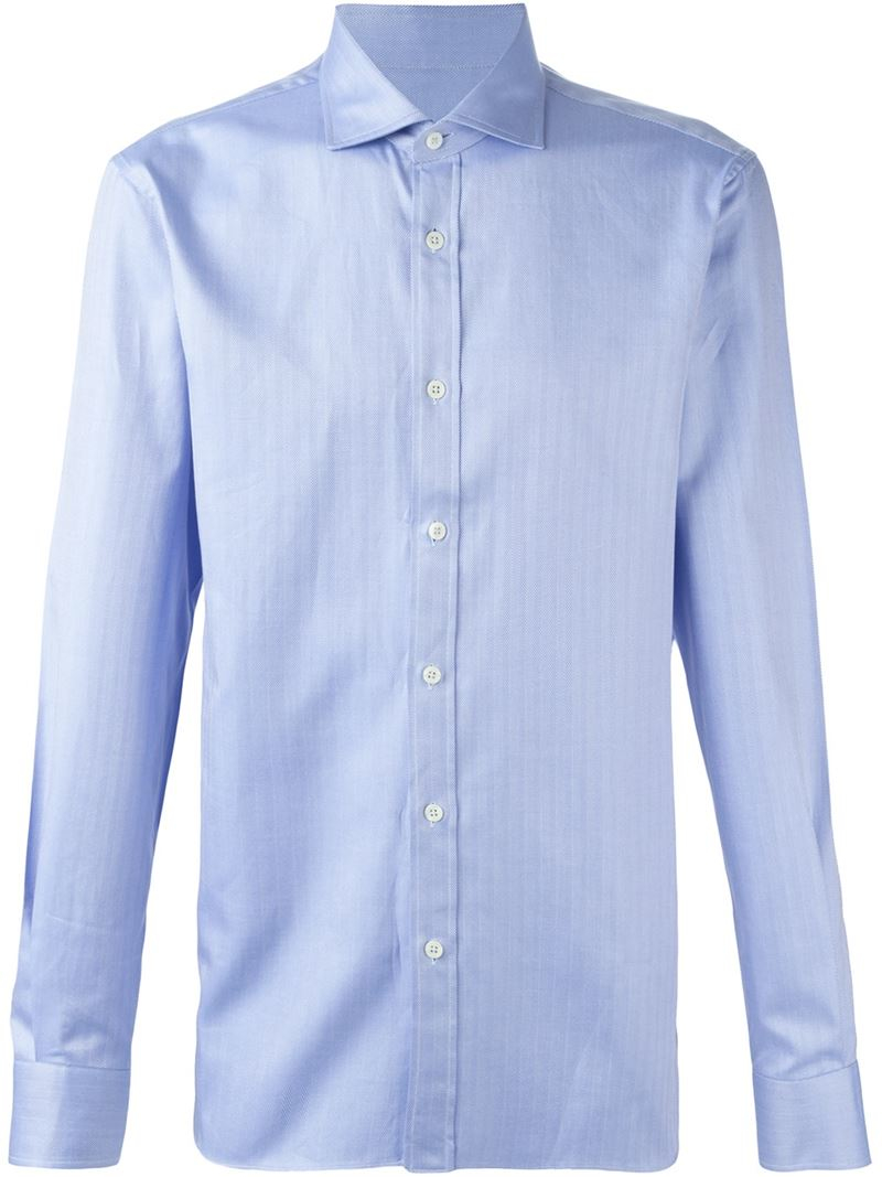 Lyst - Z Zegna Herringbone Shirt in Blue for Men