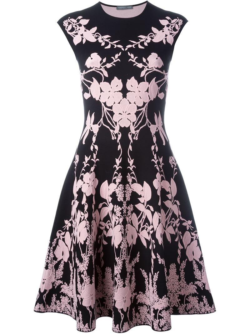 Lyst - Alexander Mcqueen Floral Knit Dress in Pink