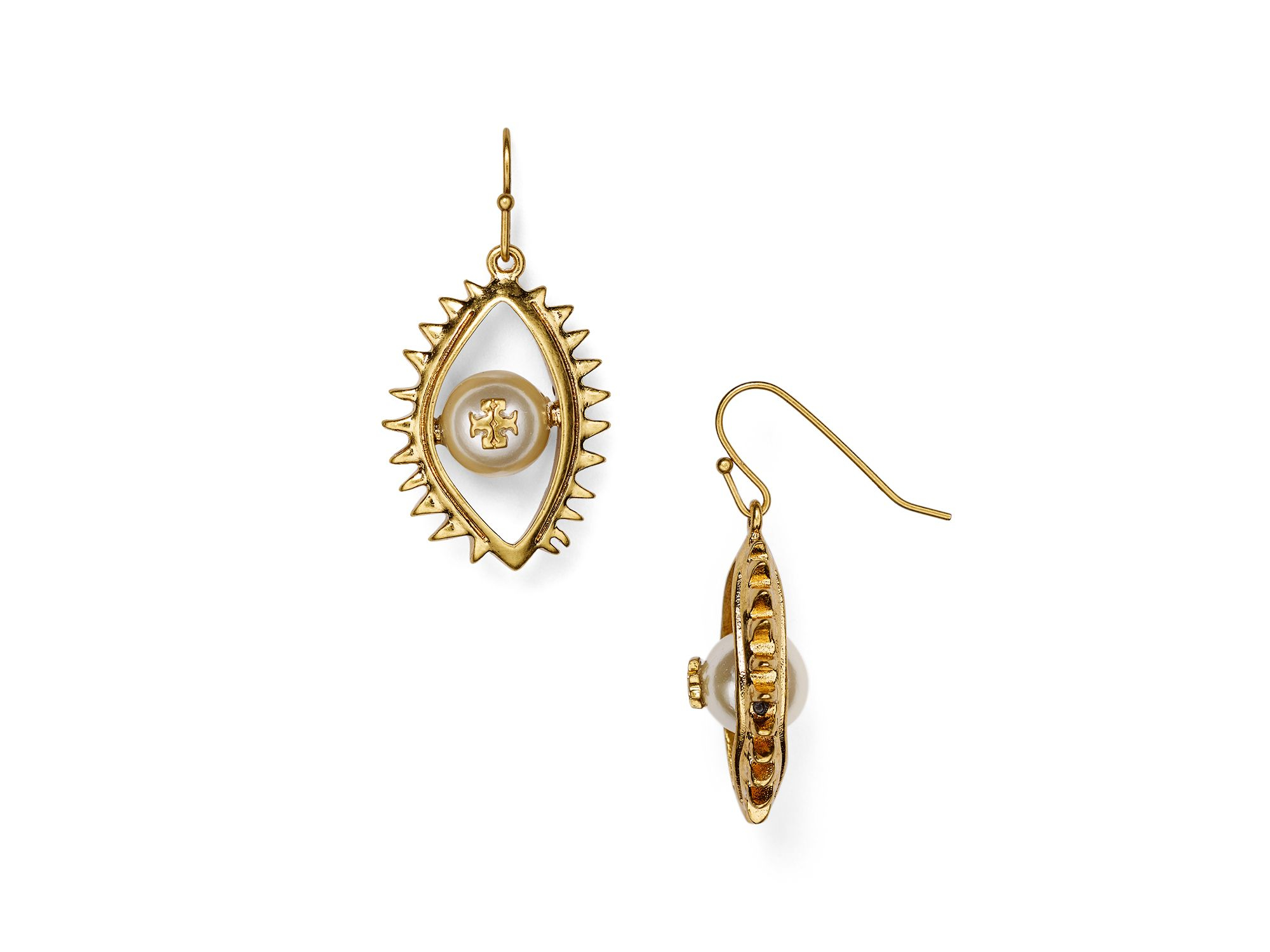 Lyst Tory Burch Evil Eye Charm Drop Earrings In Metallic Gallery