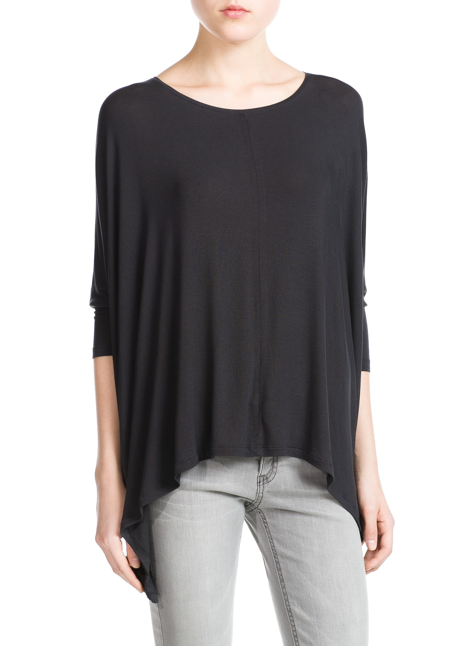 Mango Oversize Flowy T-shirt in Black (Coal) | Lyst