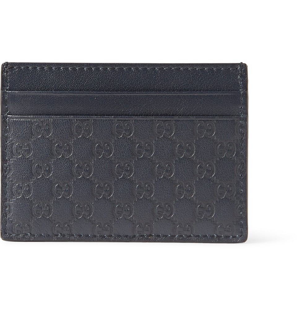 Gucci Embossed Leather Cardholder in Blue for Men - Lyst