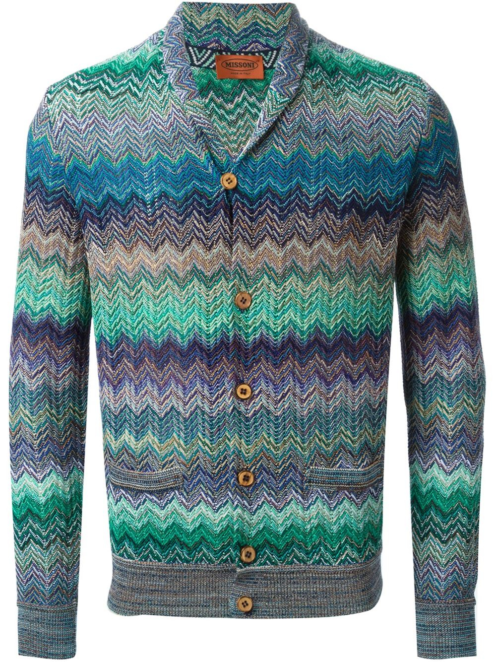 Missoni | Green Zig Zag Crochet Knit Cardigan for Men | Lyst