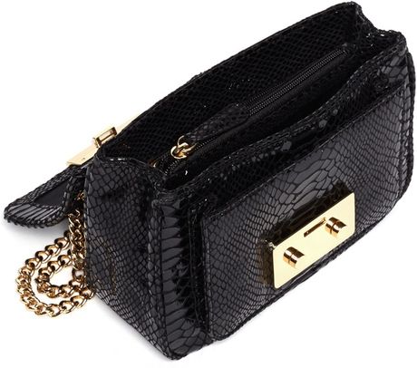 Michael Michael Kors Black Patent Python Small Sloan Shoulder Flap Bag 77