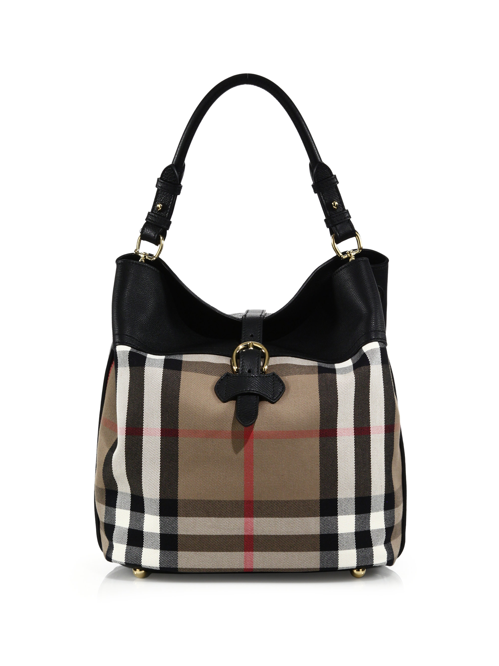 Burberry Sycamore Medium Cotton & Leather Hobo Bag in Black Lyst
