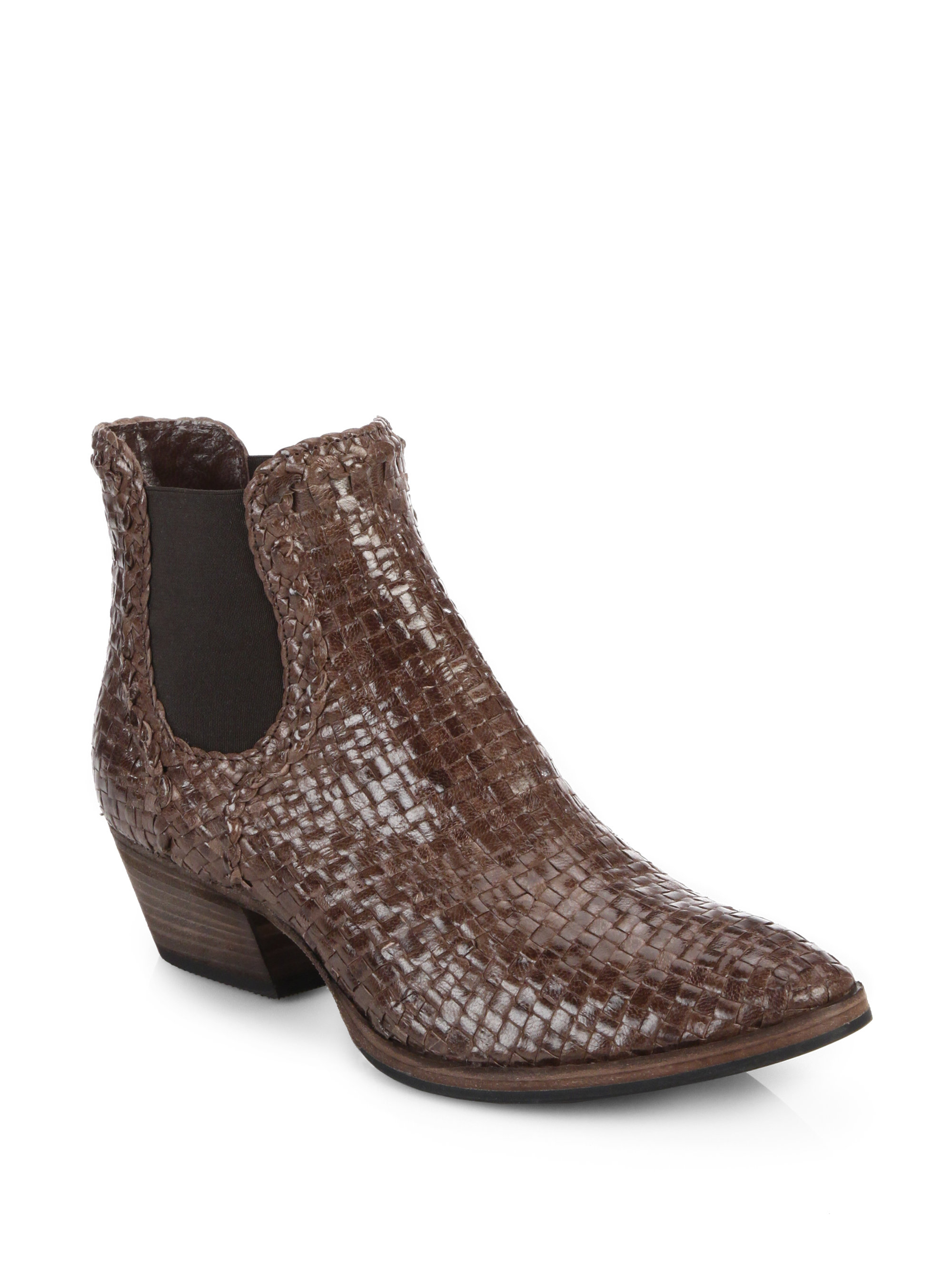 Aquatalia Desire Woven Leather Boots in Brown | Lyst