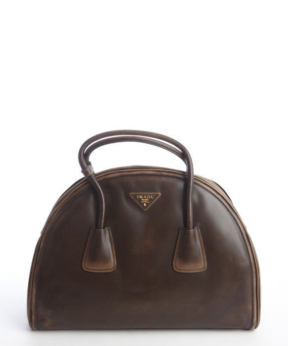 Prada Pre-owned Coffee Distressed Vintage Calfskin Bowler Bag in ...  
