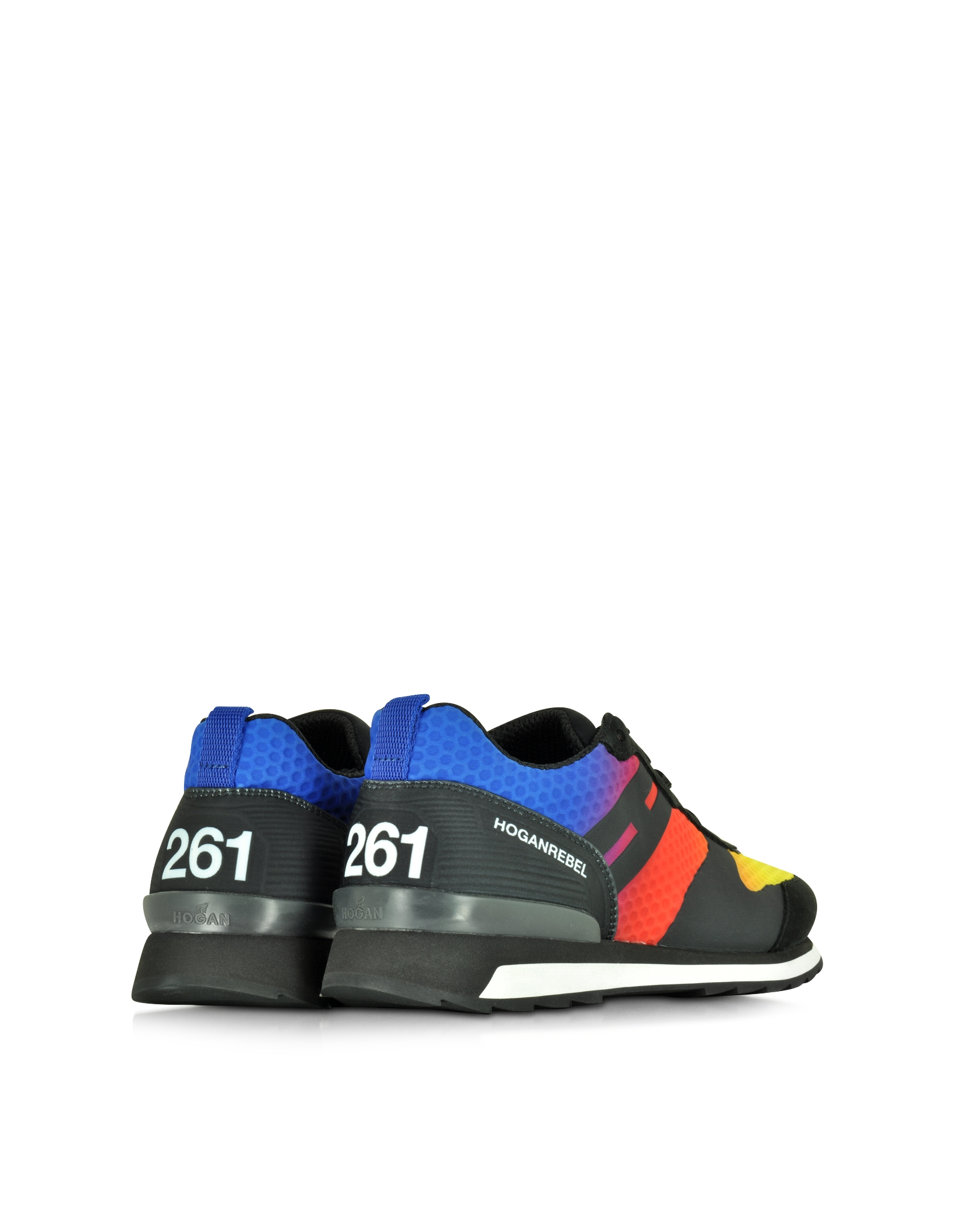 Lyst - Hogan Rebel R261 Multicolor Fabric & Black Suede Lace Up Sneaker ...