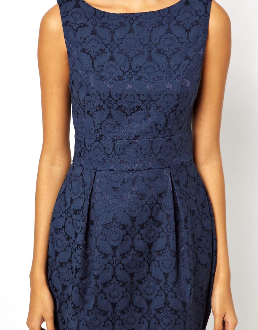 navy jacquard dress