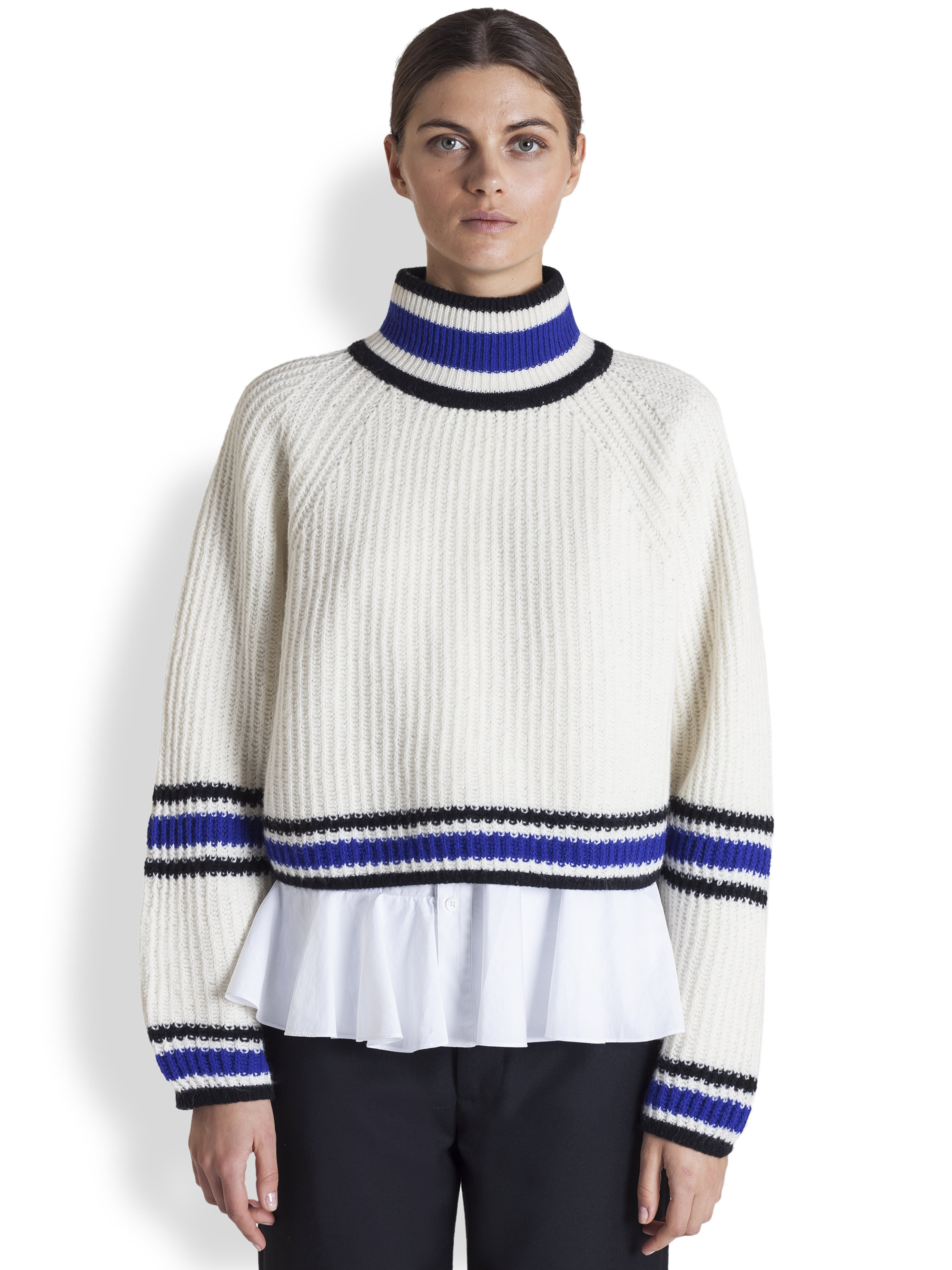 Marni Cropped Turtleneck Sweater in White (LILY WHITE) | Lyst
