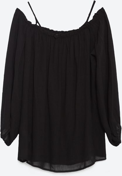 Zara Off-the-shoulder Top Off-the-shoulder Top in Black | Lyst