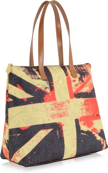 Vivienne Westwood Beige Flag Printed Fabric Tote in Beige | Lyst