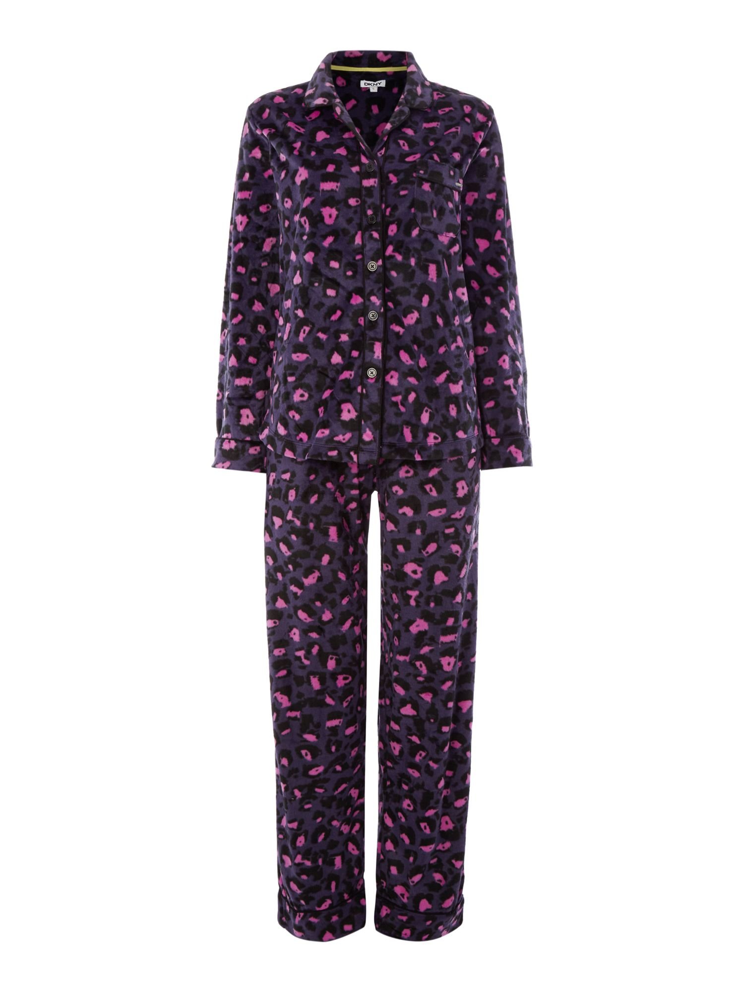 Dkny Fleece Leopard Pj Set in Purple | Lyst