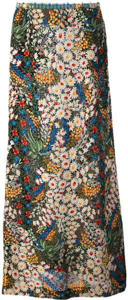 Valentino Embroidered Floral Skirt in Multicolor (black) - Lyst