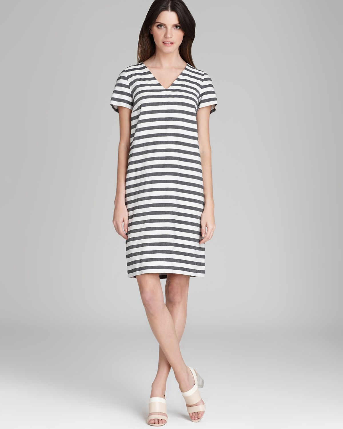 Black And White Striped Casual Dress