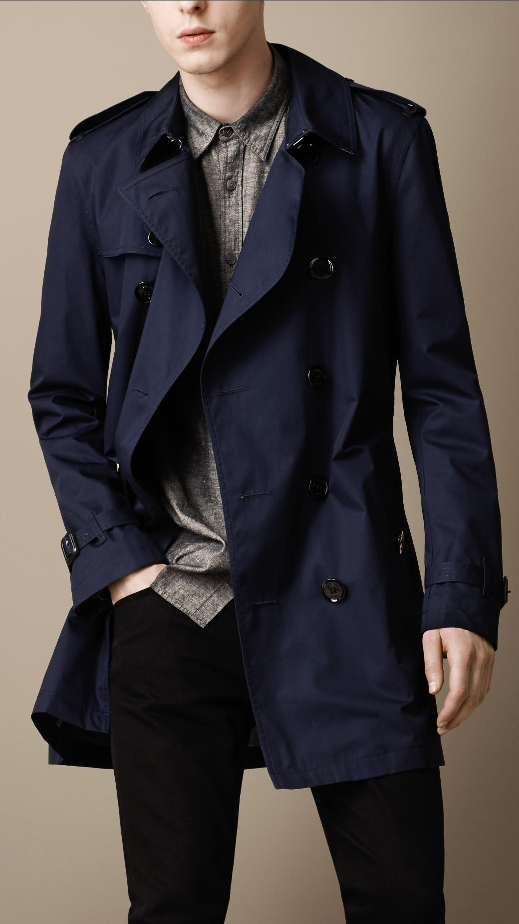 Lyst - Burberry Brit Midlength Cotton Trench Coat in Blue for Men