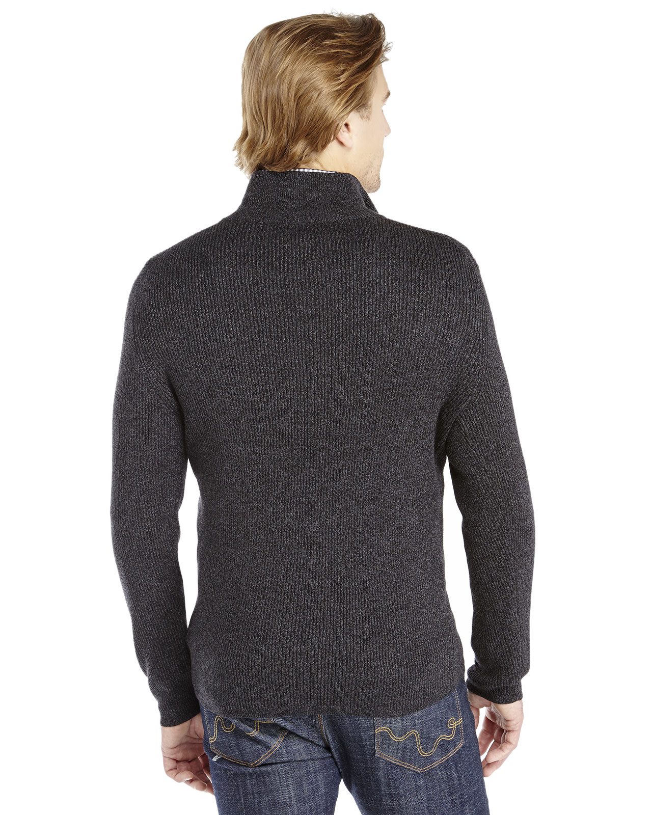 Dkny Marled Knit Quarter-Zip Sweater in Gray for Men | Lyst