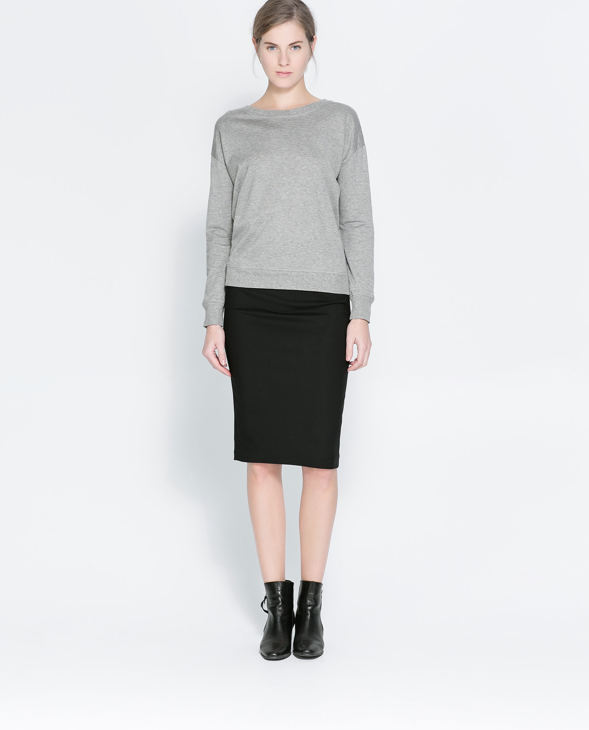 Zara Midi Tube Skirt in Black | Lyst