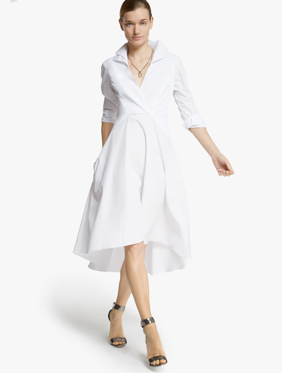 Halston Cotton Shirtdress in White (Linen White) Lyst