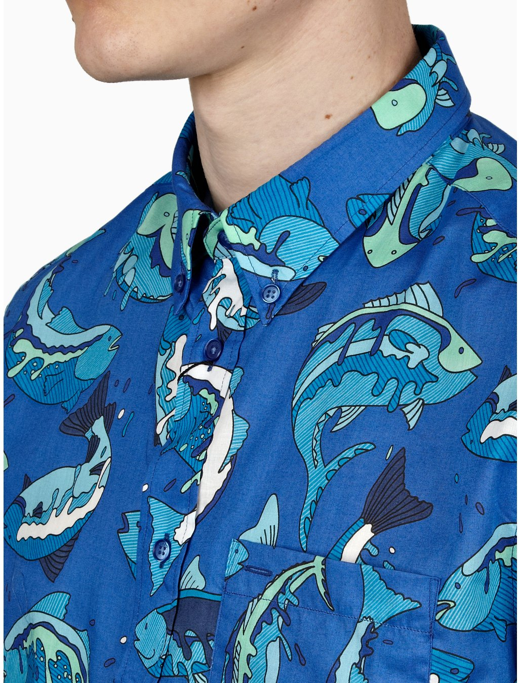 Kenzo Mens Blue Fish Print Shirt in Blue for Men Lyst