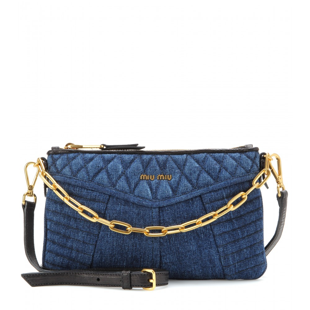 quilted denim shoulder bag