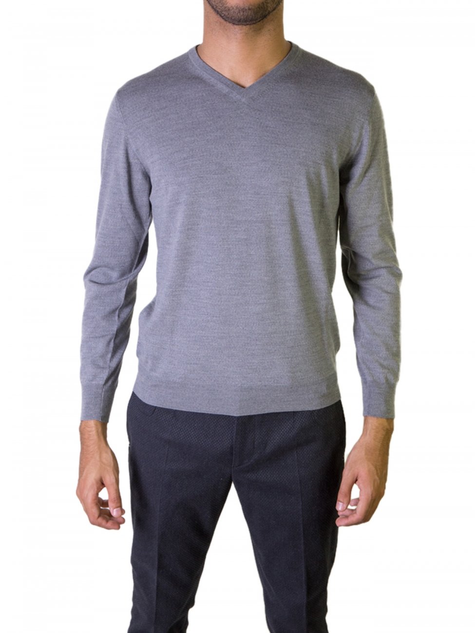 dark grey v neck sweater