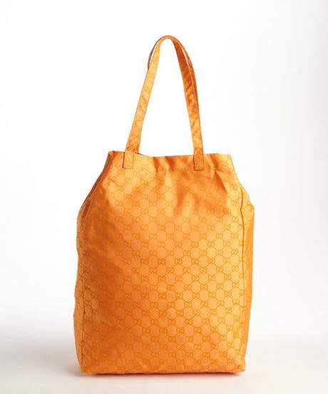 Gucci Orange Nylon Signature Logo Tote Bag in Orange | Lyst