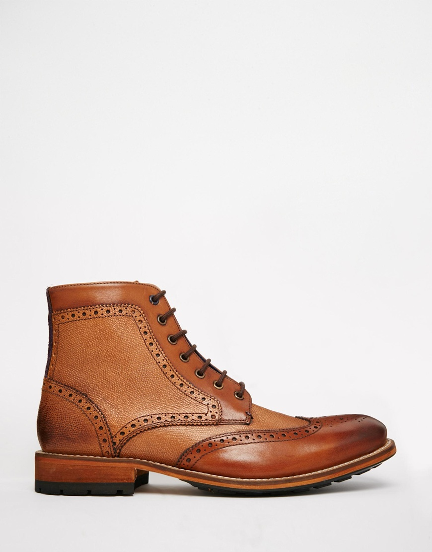 Ted baker Sealls Leather Brogue Boots in Brown for Men Lyst