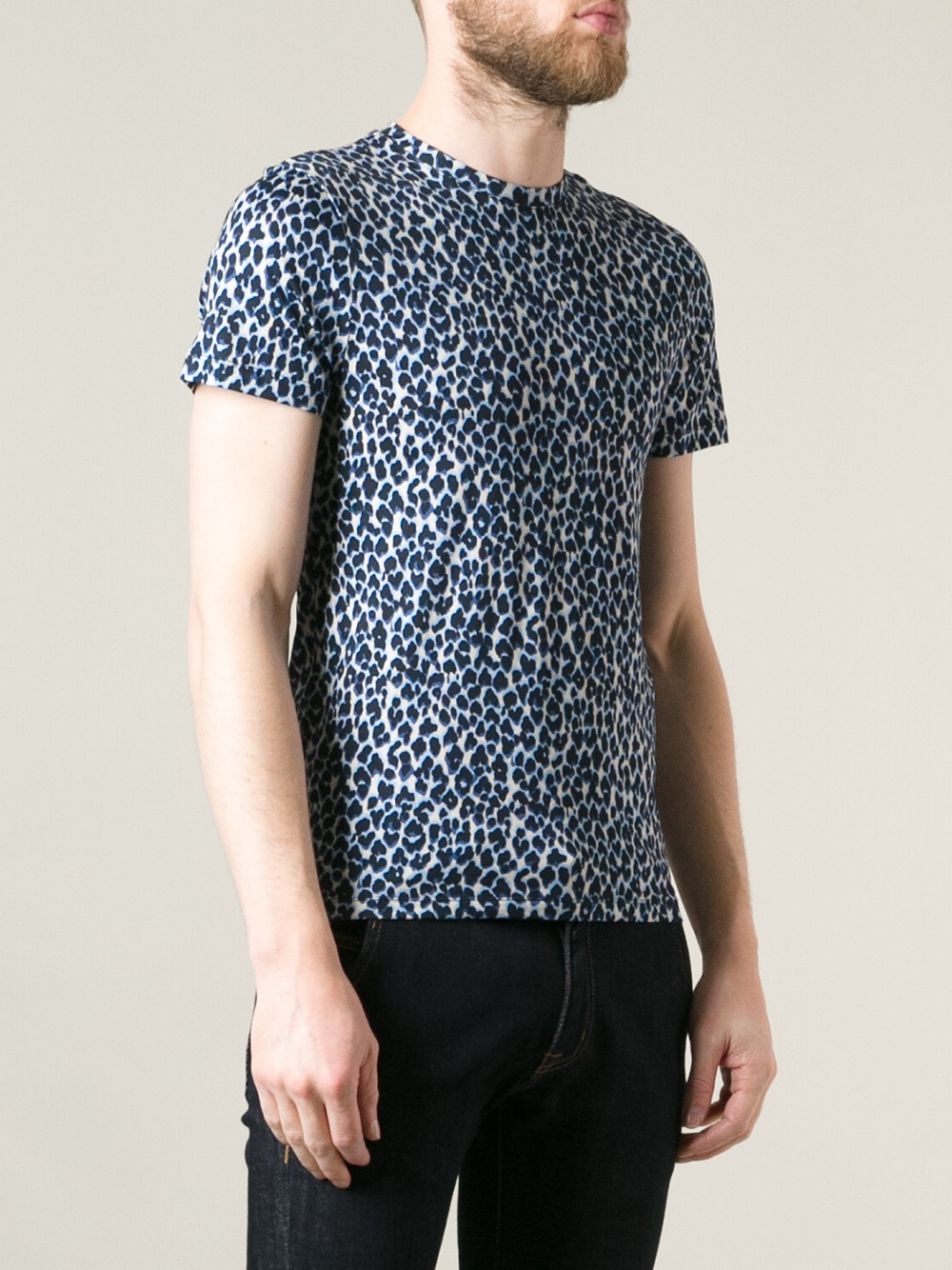 Moncler Leopard Print T-Shirt in Blue for Men - Lyst